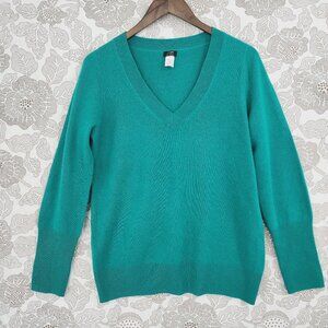 J. Crew 100% Cashmere V neck Pullover Women's Sweater L 9062